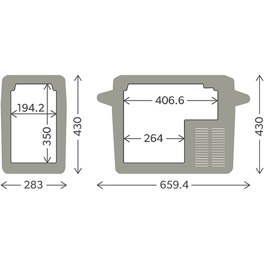 LKW-KUEHLSCHRANK 23L Technische Zeichnung von LKW-KUEHLSCHRANK 23L 100
