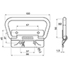 Technische Zeichnung von VERZINKTER GRIFF MIT FEDER 100
