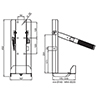 Offener vertikaler Feuerlöscherhalter aus Stahl 463x167x170 mm Technische Zeichnung von Offener vertikaler Feuerlöscherhalter aus Stahl 463x167x170 mm 100