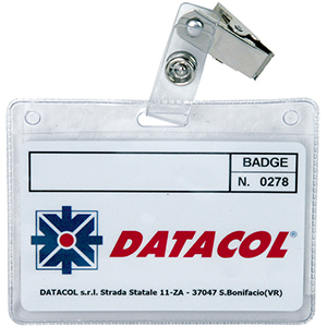 Porta badge in plastica con clip cromata