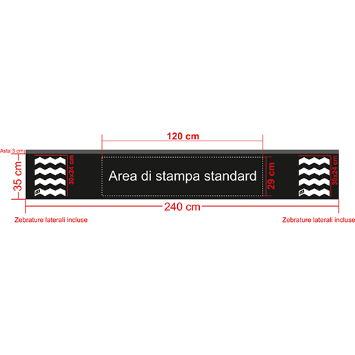 Disegno tecnico di Paraspruzzo 240x38 cm intero personalizzato per traversa autocarri e rimorchi 100