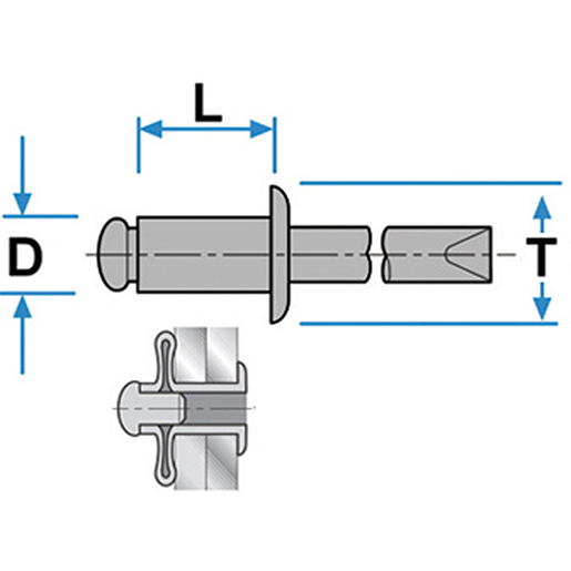 Detalle de REMACHE FIJ. MOLDURAS PASORUEDA  Ø5x20MM 300