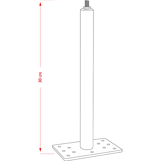 Unverformbares Verankerungsgerät mit flacher Basis 30 cm Technische Zeichnung von Unverformbares Verankerungsgerät mit flacher Basis 30 cm 100