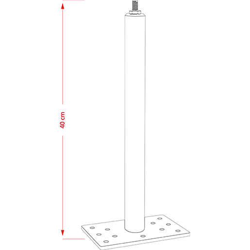 Unverformbares Verankerungsgerät mit flacher Basis 40 cm Technische Zeichnung von Unverformbares Verankerungsgerät mit flacher Basis 40 cm 100