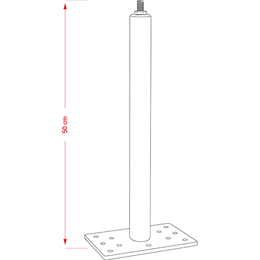 Unverformbares Verankerungsgerät mit flacher Basis 50 cm Technische Zeichnung von Unverformbares Verankerungsgerät mit flacher Basis 50 cm 100