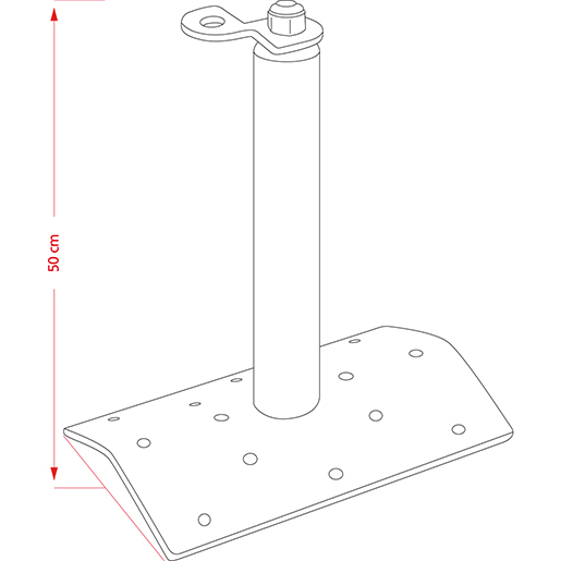 Verankerungsgerät mit kurzer doppelter Neigung 50 cm Technische Zeichnung von Verankerungsgerät mit kurzer doppelter Neigung 50 cm 100