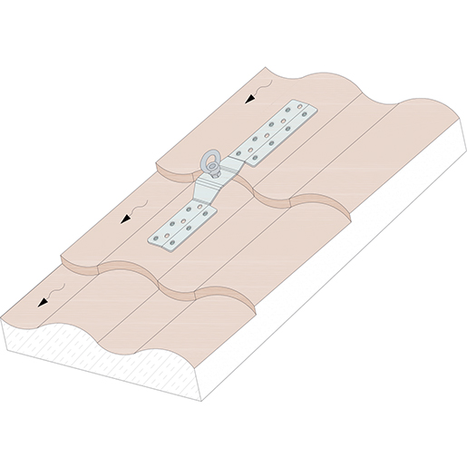 Technische Zeichnung von Welliger Anschlagpunkt für Dachziegel-Lebenslinien Typ A 100