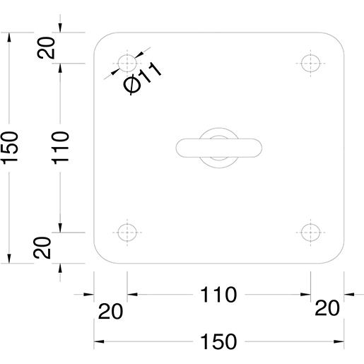 Technische Zeichnung von Träger mit flacher Basis 50 cm EVOSAFE 100