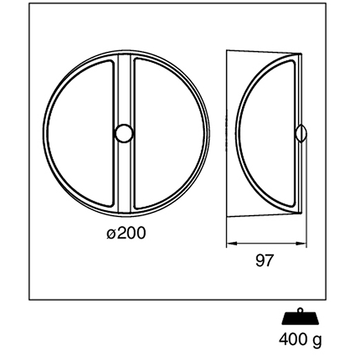 WANDLEUCHTE ROUND LED-S.MODUL 5W WEISS Technische Zeichnung von WANDLEUCHTE ROUND LED-S.MODUL 5W WEISS 100