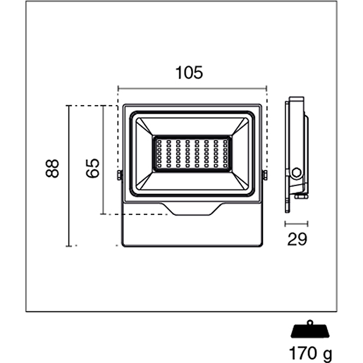 STRAHLER SMILE 10W MIT SENSOR Technische Zeichnung von STRAHLER SMILE 10W MIT SENSOR 100