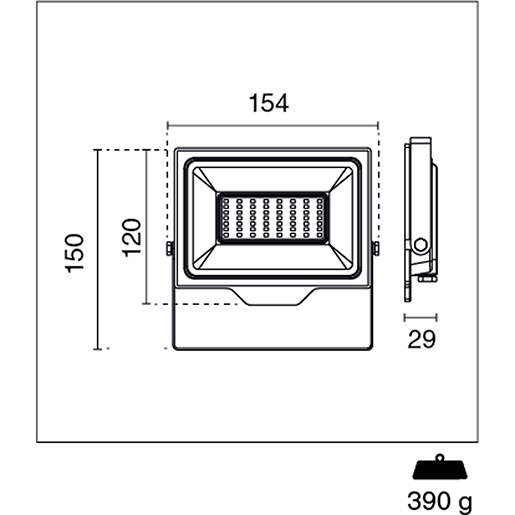 STRAHLER SMILE 30W MIT SENSOR Technische Zeichnung von STRAHLER SMILE 30W MIT SENSOR 100