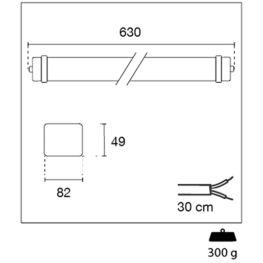 WASSERDICHTE DECKENLEUCHTE PRIMA 30W Technische Zeichnung von WASSERDICHTE DECKENLEUCHTE PRIMA 30W 100