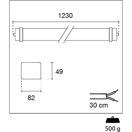 WASSERDICHTE DECKENLEUCHTE PRIMA 50W Technische Zeichnung von WASSERDICHTE DECKENLEUCHTE PRIMA 50W 100