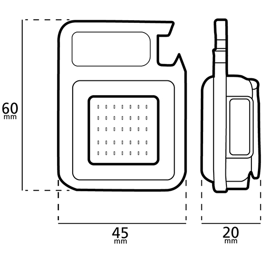 Technische Zeichnung von Tragbare wiederaufladbare Lampe POCKET LIGHT 100
