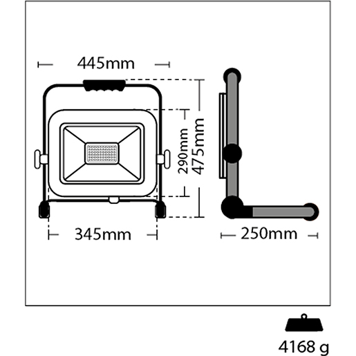 TRAGBARER LED-PROJEKTOR 200W - 17000LM Technische Zeichnung von TRAGBARER LED-PROJEKTOR 200W - 17000LM 100