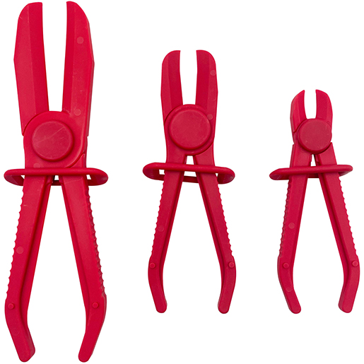 Juego de tres pinzas para mangueras flexibles
