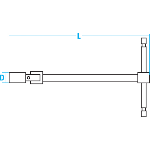 Dessin technique de Clé à cardan avec douille tournevis 6 pans articulée BETA 100