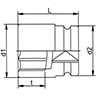 Technische Zeichnung von Hülse IMPACT kurze Serie 1" 100