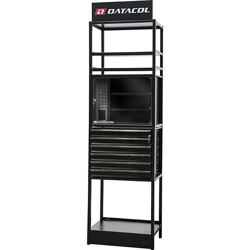 D-STORAGE-Säule 5 Module Typ 9 mit Vitrinenmodul für Pkw-Lampen