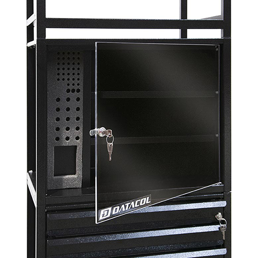 Detail von D-STORAGE-Säule 5 Module Typ 9 mit Vitrinenmodul für Pkw-Lampen 300