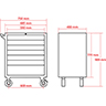 Dessin technique de Chariot porte-outils 7 tiroirs en tôle d'acier 100