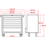 Technische Zeichnung von Werkstattwagen, mittelgroß, mit 7 Schubladen 100
