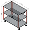 Technische Zeichnung von Stabiler Werkstattwagen mit drei Ablageböden 100