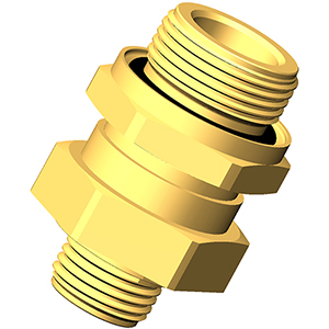 Raccord traversant mâle avec joint torique et contre-écrou