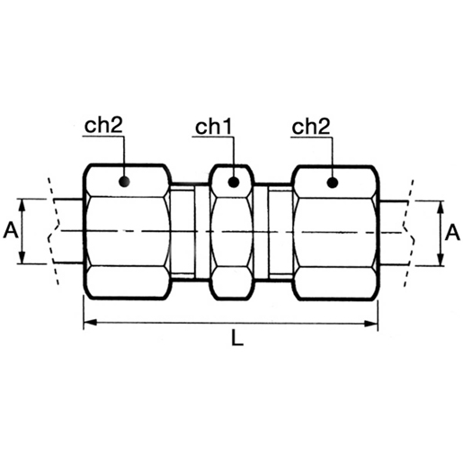 Technische Zeichnung von Gerades Verbindungsfitting 100
