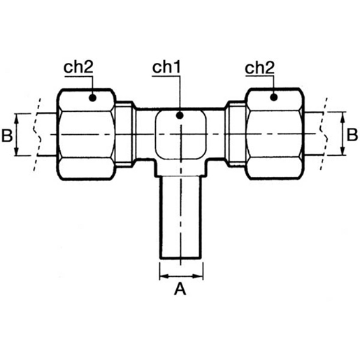 Technische Zeichnung von Drei-Wege-Drehfuß mit glattem Schaft 100