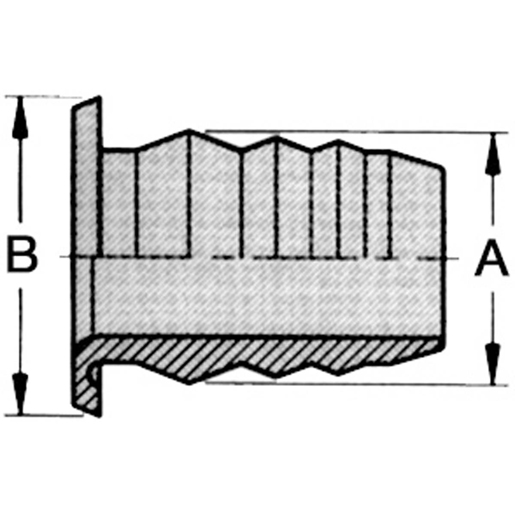 Technische Zeichnung von Verstärkungsbuchse aus Messing für Luftbremsschlauch 100