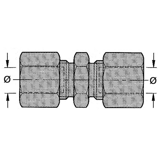 Technische Zeichnung von Gerade Kupplung aus Messing 100