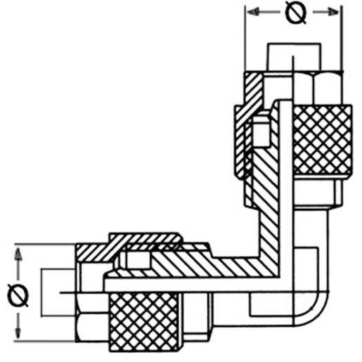 Technische Zeichnung von 90°-Zwischenverbindung 100
