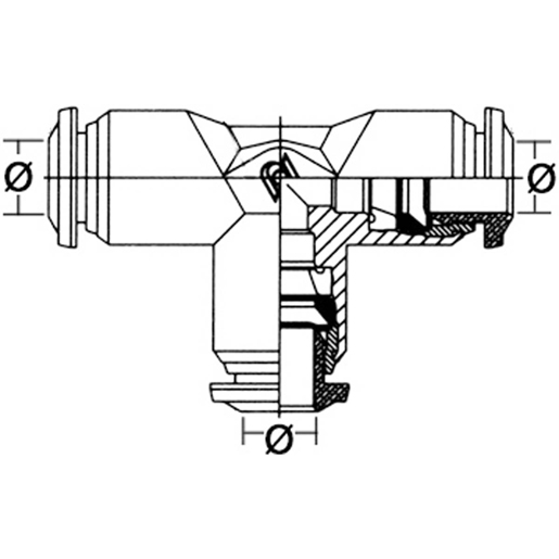 Technische Zeichnung von T-Zwischenkupplung 100