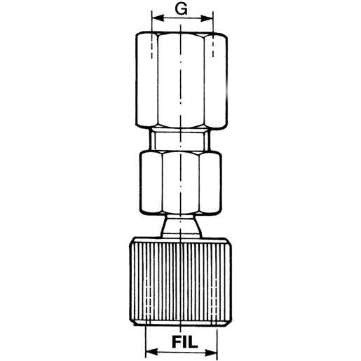 Technische Zeichnung von Anschluss „Rilsan“-Schlauch-Halter 1/4" 100