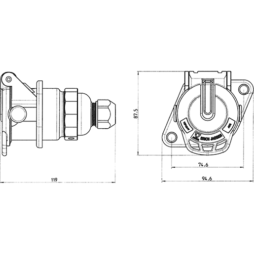 Dessin technique de SOCLE 15 POLES 24V CONTACT A VIS 100