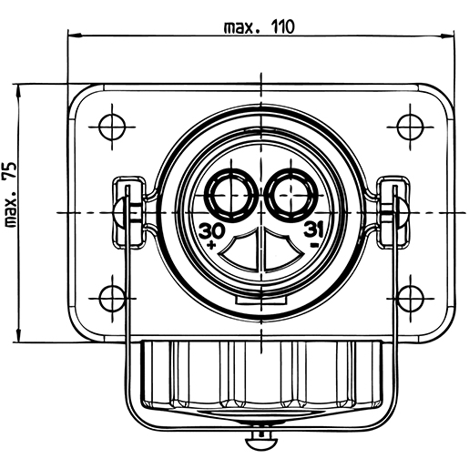STECKDOSE 2P/24V(135A) VG 96917 35 MMQ Technische Zeichnung von STECKDOSE 2P/24V(135A) VG 96917 35 MMQ 100
