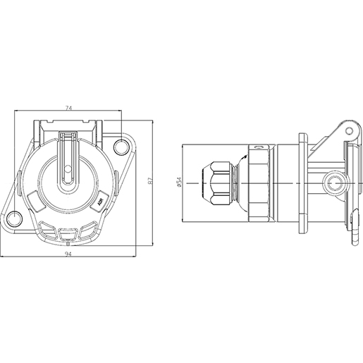 Dessin technique de SOCLE 7 POLES 24V AVEC CONTACT A VIS 100