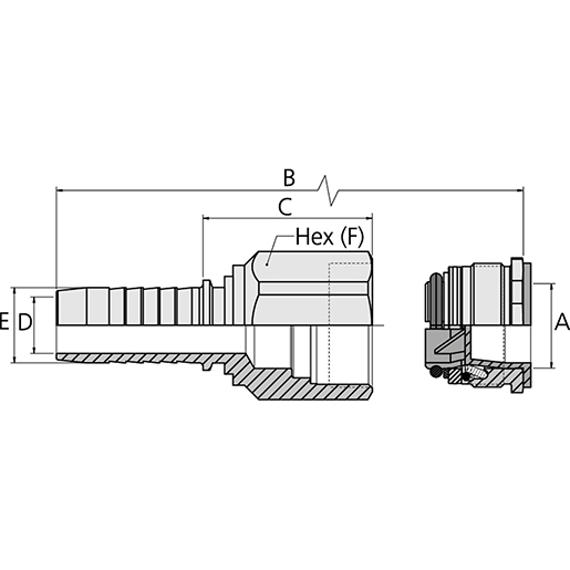 GERADE KUPPLUNG MIT INNENG. T.1/2X16 Technische Zeichnung von GERADE KUPPLUNG MIT INNENG. T.1/2X16 100