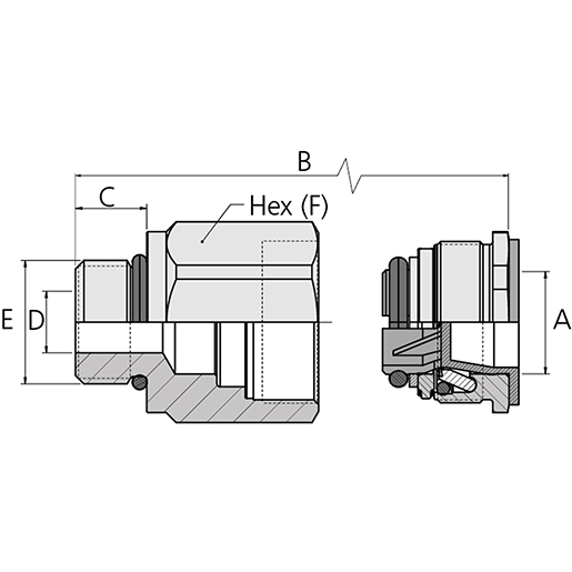 WEIBLICHE FIT.MÄNNLICHE KUP. JIC 9/16X13 Technische Zeichnung von WEIBLICHE FIT.MÄNNLICHE KUP. JIC 9/16X13 100