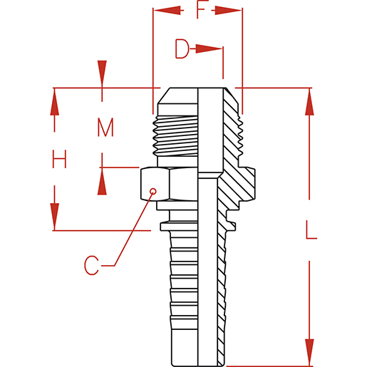 Technische Zeichnung von Kupplung Gewinde UNF-JIC 100