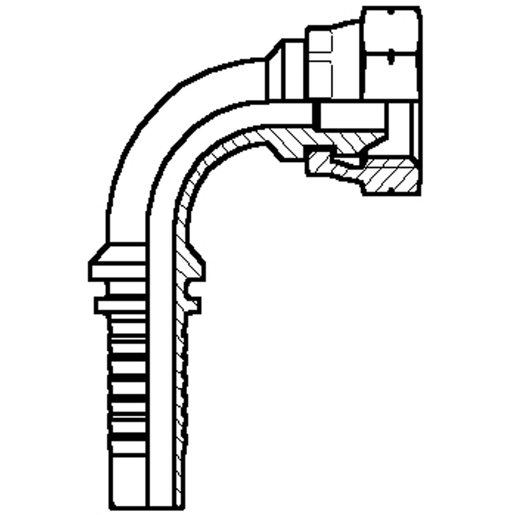 Technische Zeichnung von Kupplung metrisches Gewinde gebörd. 60° Bogen 90° 100