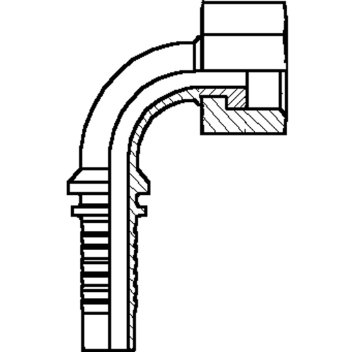 I.GEW 90ø ORFS RD. 1/2 Technische Zeichnung von I.GEW 90ø ORFS RD. 1/2" GEW 11/16" 100
