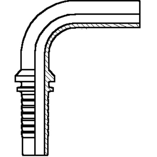 Technische Zeichnung von Rohrende 90° 100