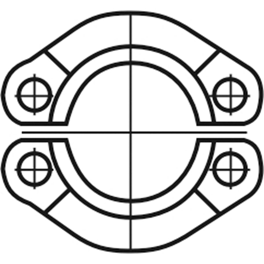 Technische Zeichnung von Halbflansch- und O-ring-Paare SAE 6000 100