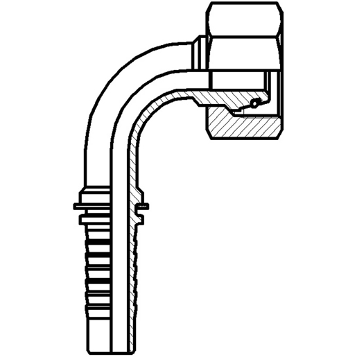 Technische Zeichnung von Metrisches Gewinde gebörd. 24° Serie S metrisches Innengewinde 90° lose Mutter 100