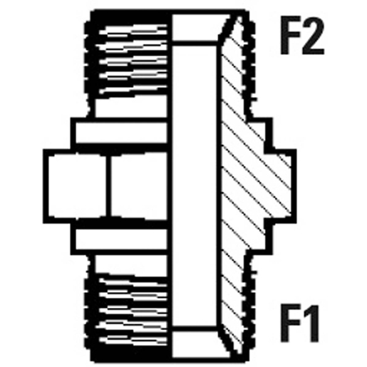 Dibujo técnico de Reducción rosca de GAS M/M GAS SV 60° 100