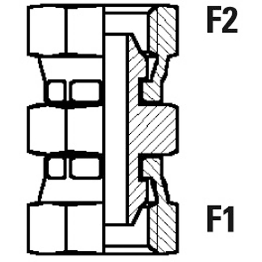Technische Zeichnung von Nippel Gewinde GAS Adapter Inneng./Inneng. dreh. GAS Zyl. gebörd. 60° 100