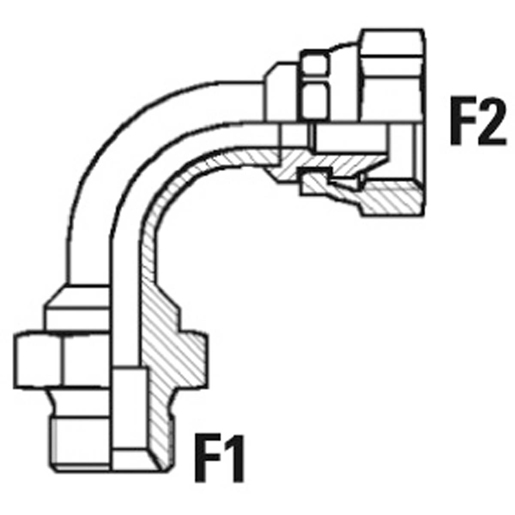 Technische Zeichnung von Nippel Gewinde GAS Adapter Außeng./Inneng. dreh. GAS Zyl. gebörd. 60° Einzelstück 100