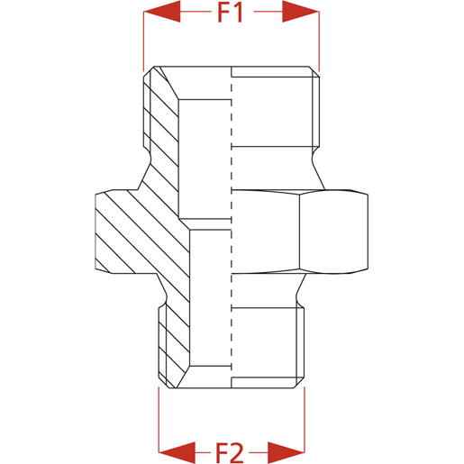 Dessin technique de Réductions de filet gaz/métrique M/M gaz/métrique 100